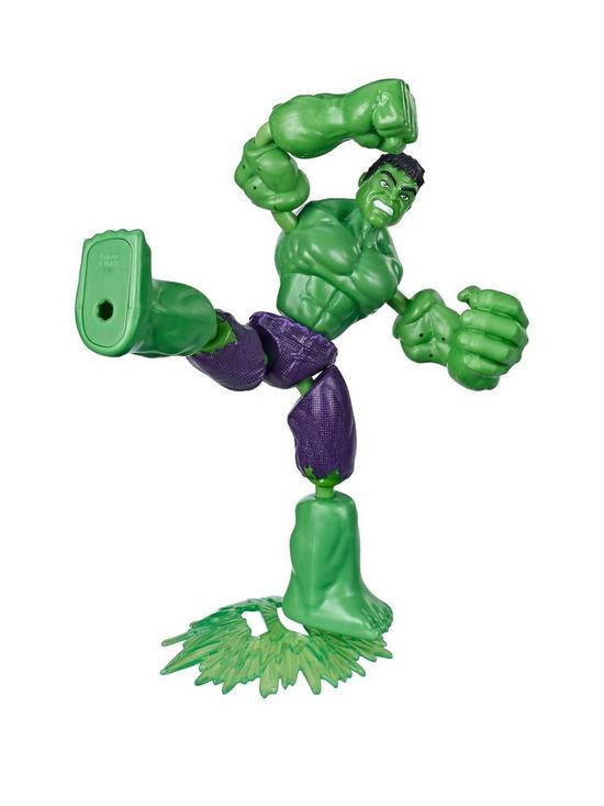 front image of marvel-avengers-bend-and-flex-action-figure-toy-15-cm-flexible-hulk-figure-includes-blast-accessory-for-children-aged-6-and-up