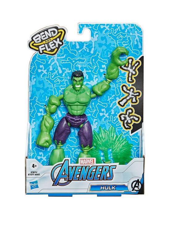 stillFront image of marvel-avengers-bend-and-flex-action-figure-toy-15-cm-flexible-hulk-figure-includes-blast-accessory-for-children-aged-6-and-up