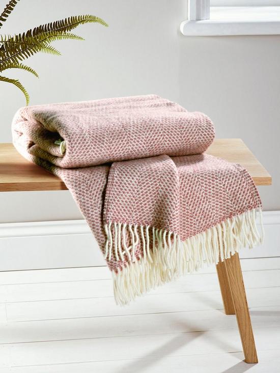 front image of cox-cox-soft-wool-throw-blush