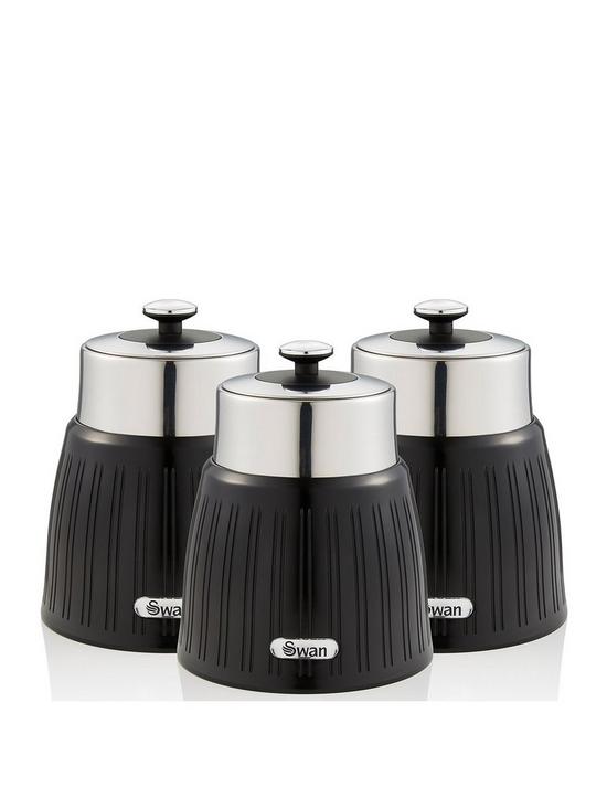 front image of swan-retro-set-of-3-storage-canisters