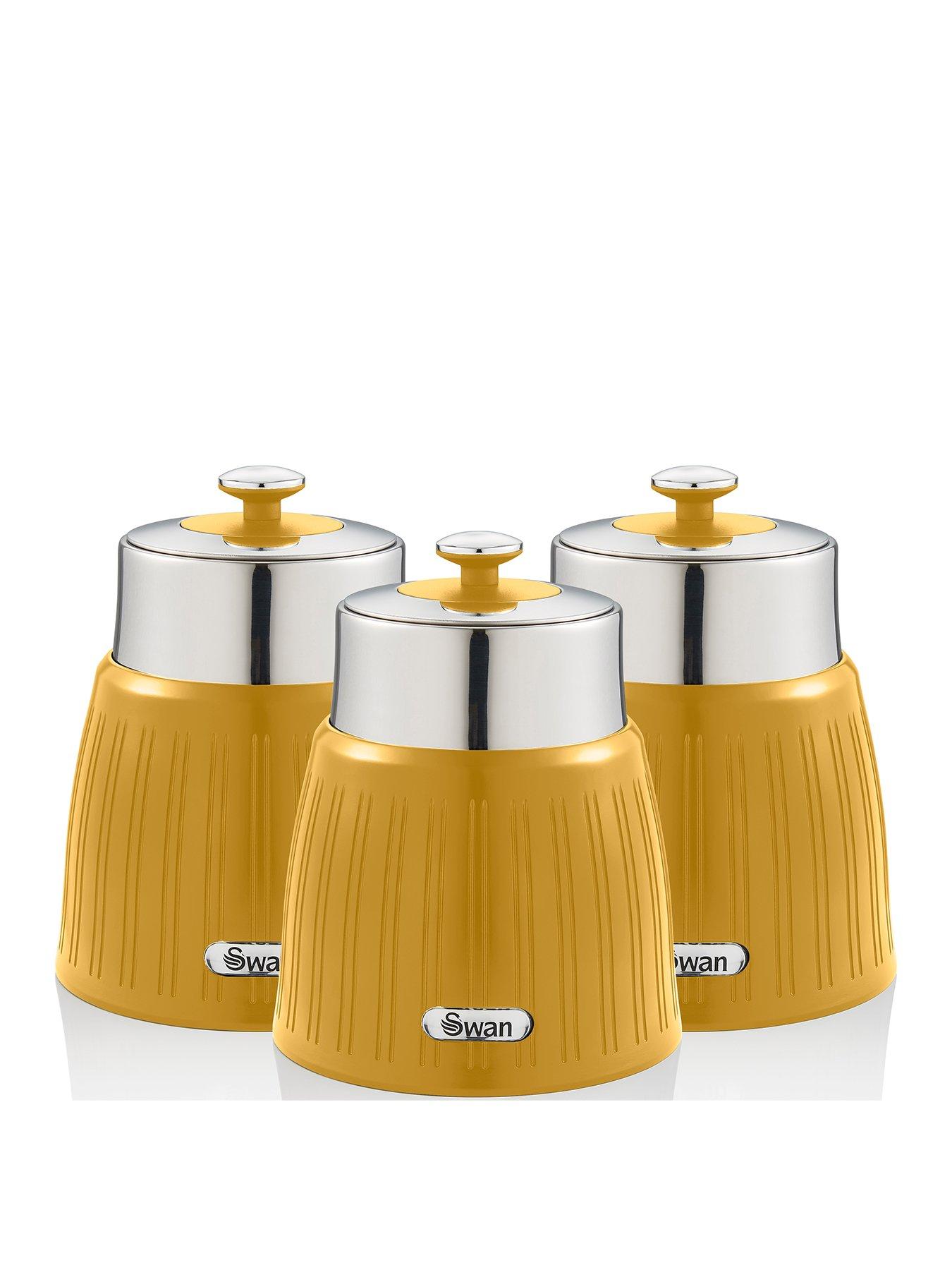Swan Retro Set of 3 Storage Canisters – Yellow | littlewoods.com