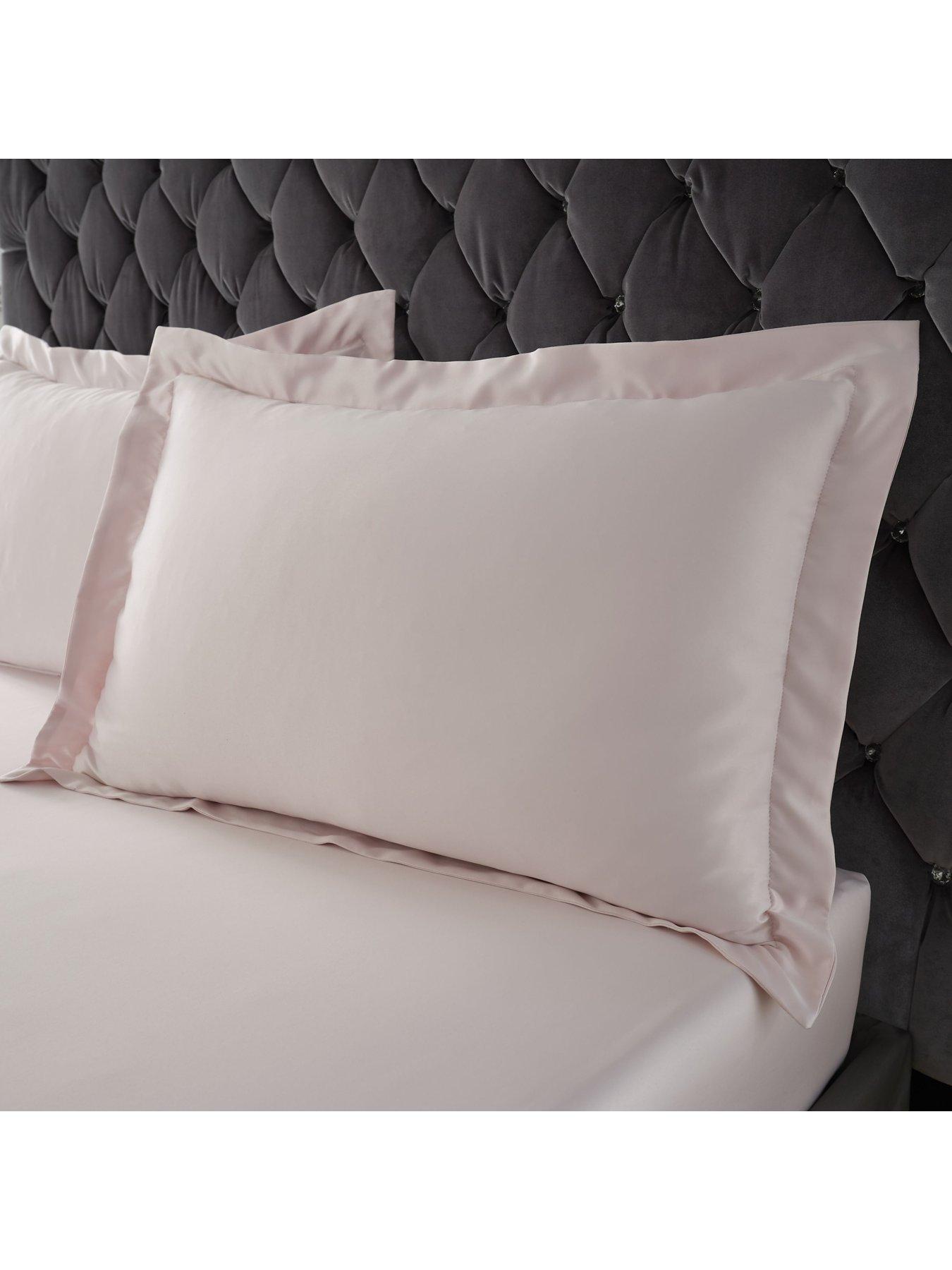Image 1 of 3 of Catherine Lansfield Silky Soft Satin Oxford Pillowcase Pair - Blush