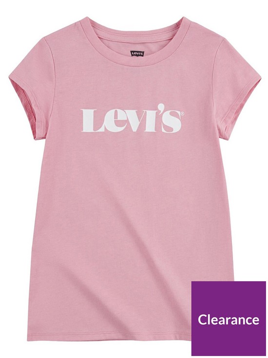 front image of levis-girls-modern-vintage-logo-t-shirt-pink