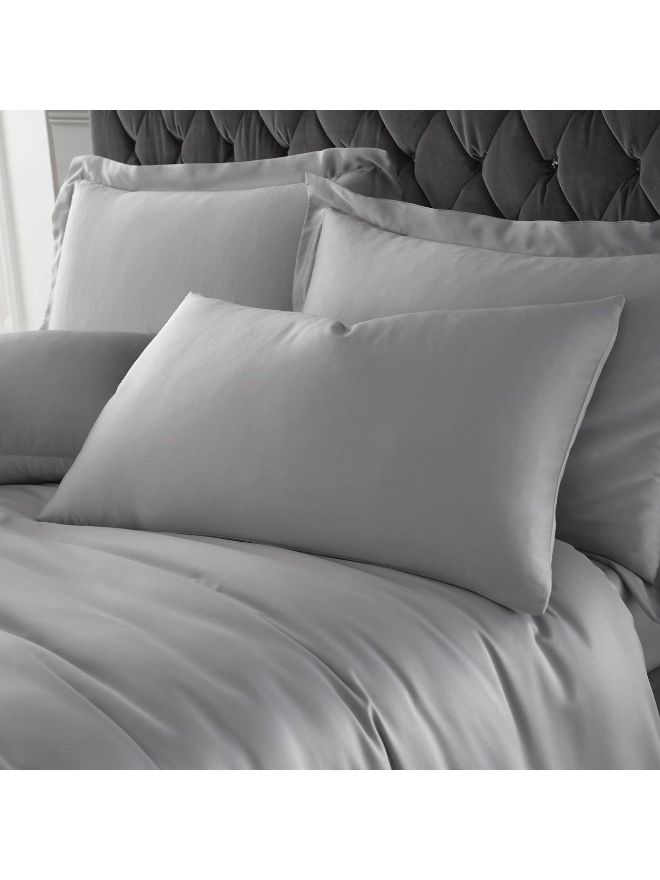  image of catherine-lansfield-silky-soft-satin-duvet-cover-set-silver-grey
