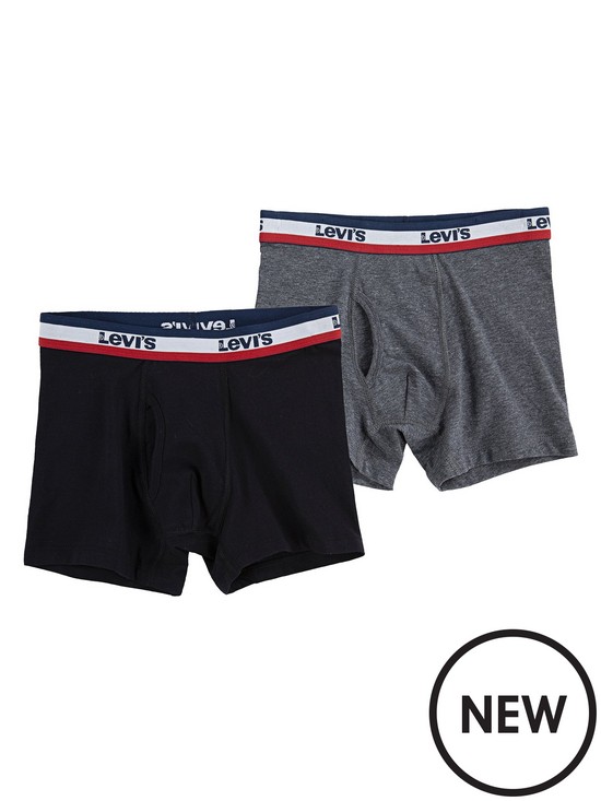 front image of levis-boys-2-pack-sportswear-logo-boxer-brief-black