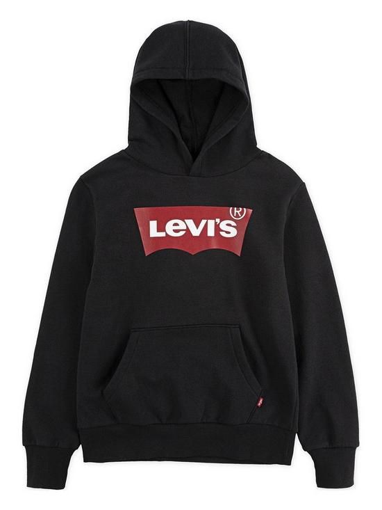 front image of levis-boys-classic-batwing-hoodie-black