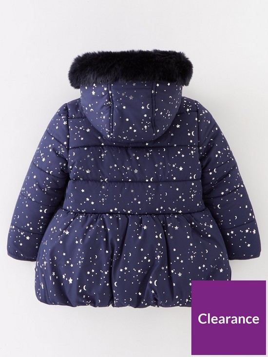 back image of mini-v-by-very-girls-foil-star-peplum-half-fur-lined-coat-jacket-navy
