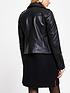  image of river-island-quilted-placket-leather-biker-jacket