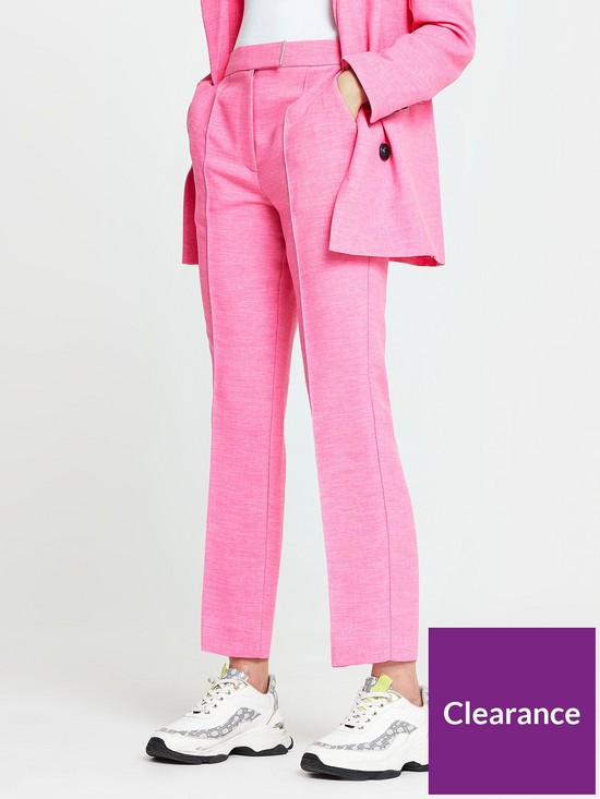 front image of river-island-straight-leg-crop-trouser-pink