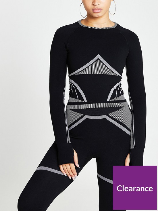 front image of river-island-ri-active-seamless-top-black