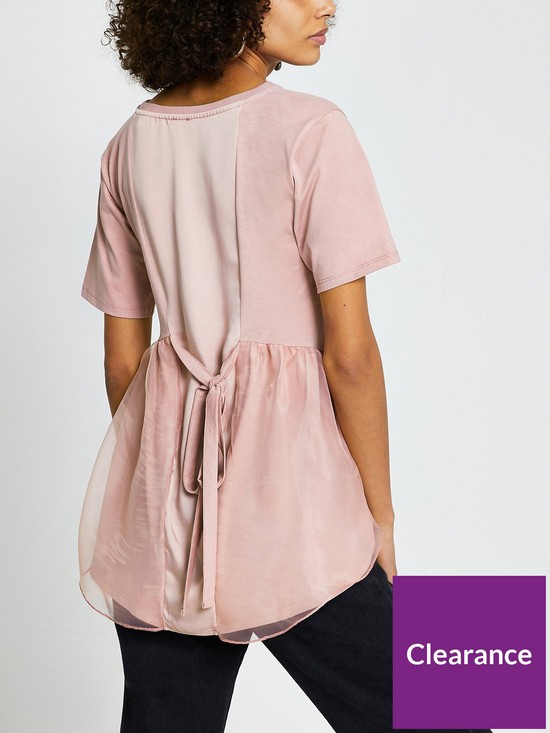 stillFront image of river-island-kindness-woven-tie-back-tee-pink