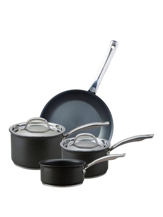 front image of circulon-excellence-hard-anodised-induction-4-piece-pan-set
