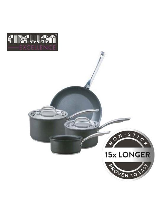 stillFront image of circulon-excellence-hard-anodised-induction-4-piece-pan-set