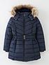  image of v-by-very-girls-faux-fur-hooded-fur-linednbspcoat-navy