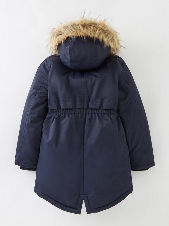 back image of v-by-very-girls-faux-fur-parka-navy