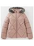 image of v-by-very-girls-diamond-pearlized-faux-fur-hooded-halfnbsplined-jacket-pink