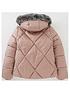  image of v-by-very-girls-diamond-pearlized-faux-fur-hooded-halfnbsplined-jacket-pink