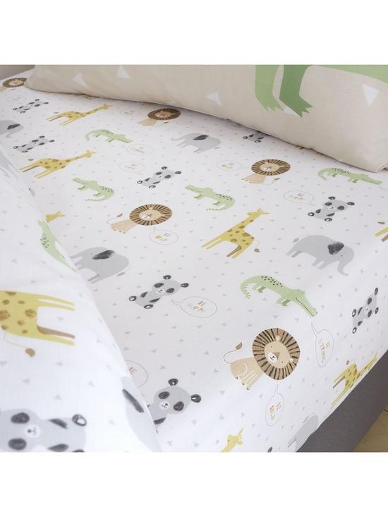 front image of catherine-lansfield-roarsome-animals-single-fitted-sheet-multi