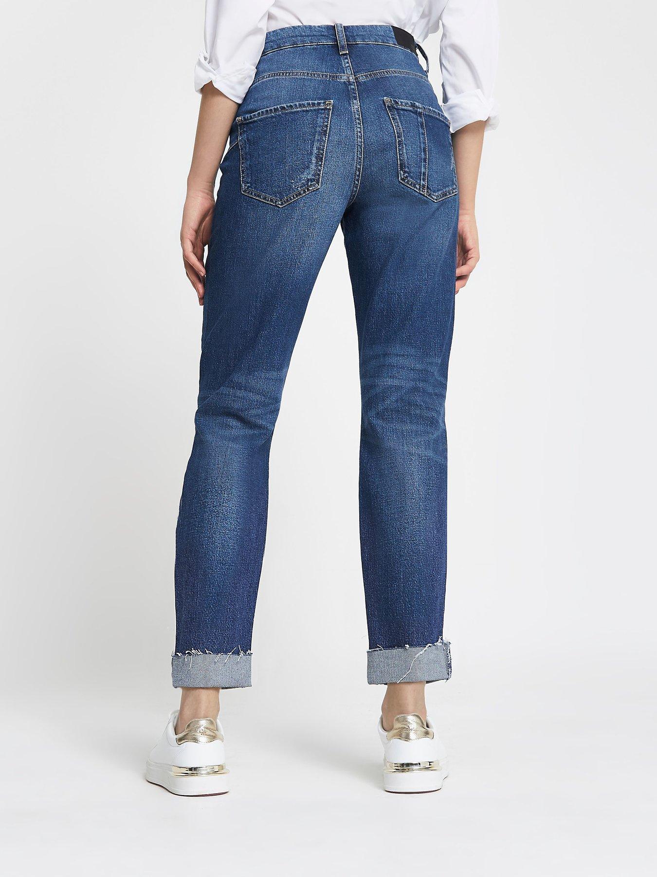 stillFront image of river-island-carrie-ripped-mom-jean-mid-blue