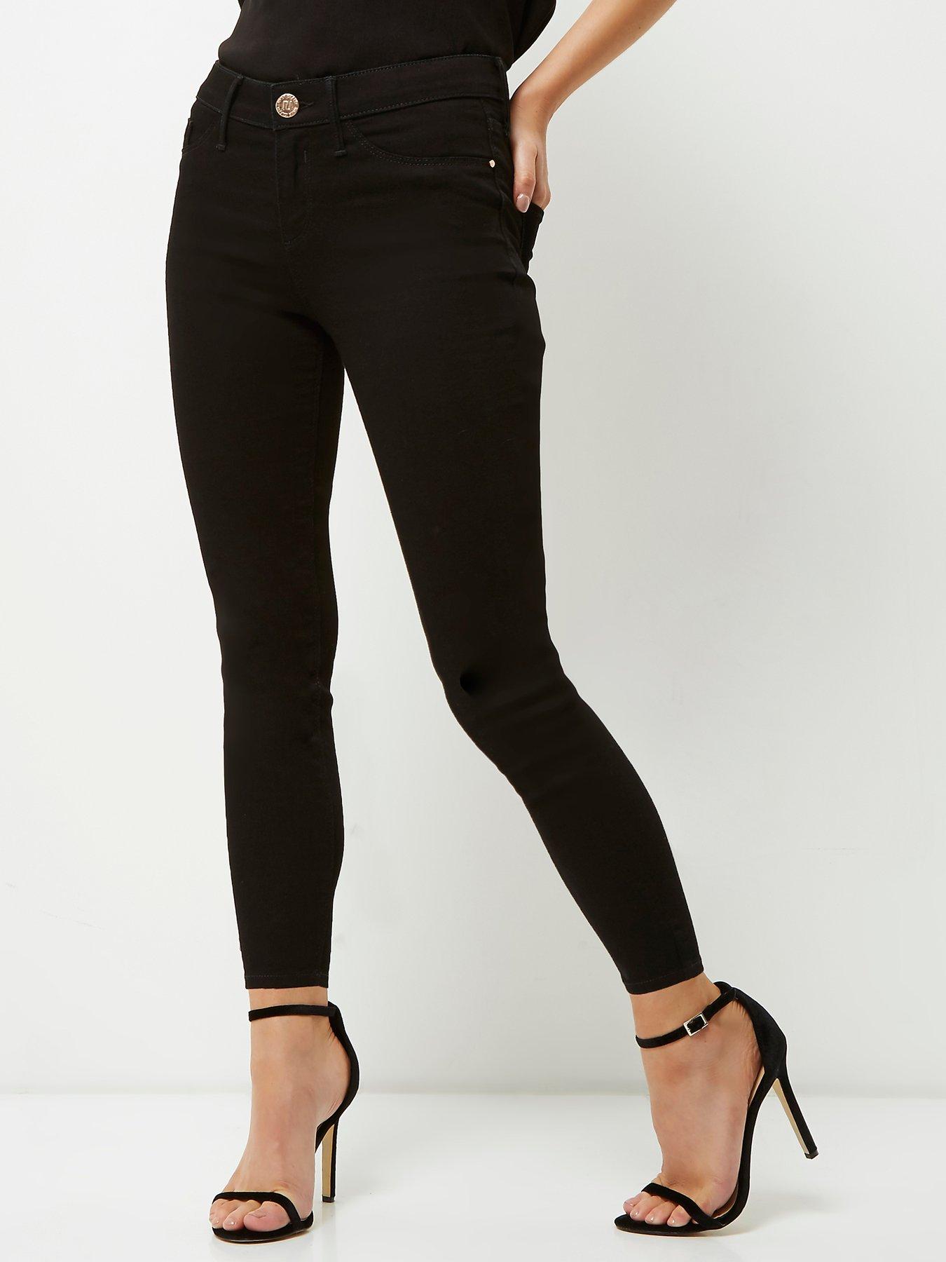 River Island Petite Molly mid rise skinny jeans in dark blue