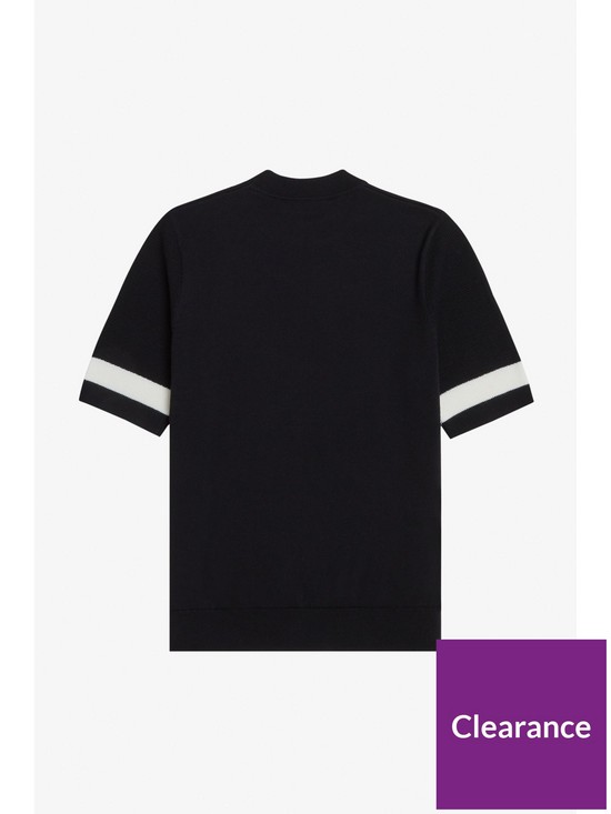 stillFront image of fred-perry-bold-tipped-knitted-short-sleeve-jumper-black