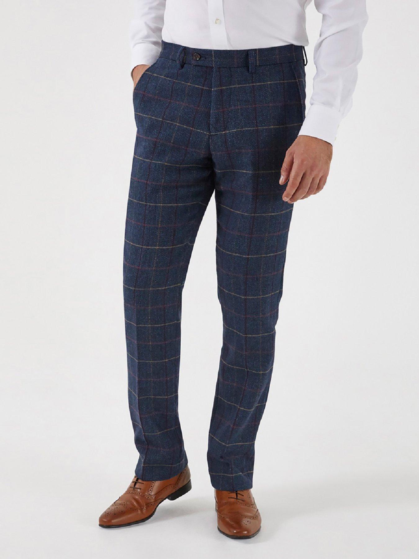 undefined Doyle Check Tailored Suit Trousers - Dark Blue