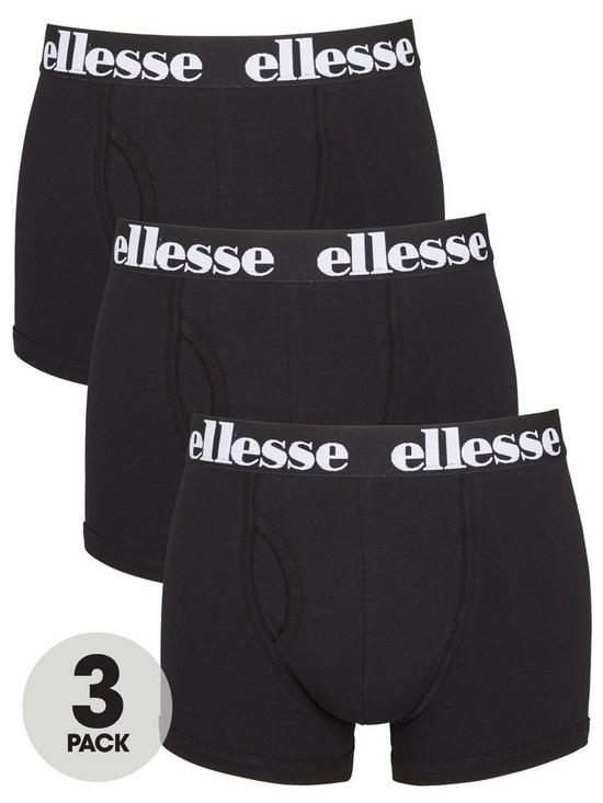 front image of ellesse-3-pack-ofnbsphalinbspboxers-black