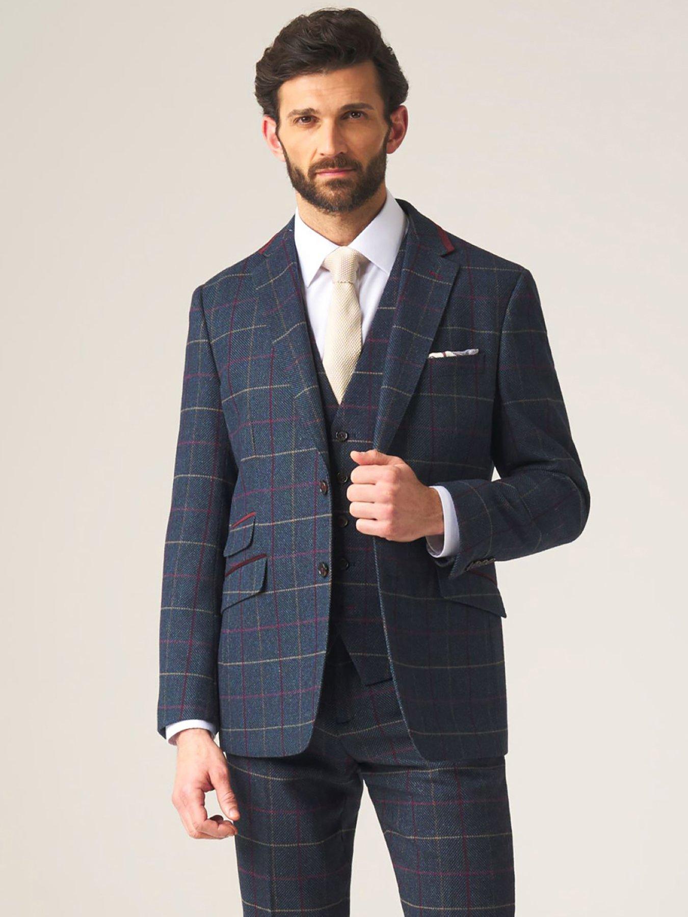 Image 1 of 4 of Skopes Doyle Check Tailored Suit Jacket - Dark Blue