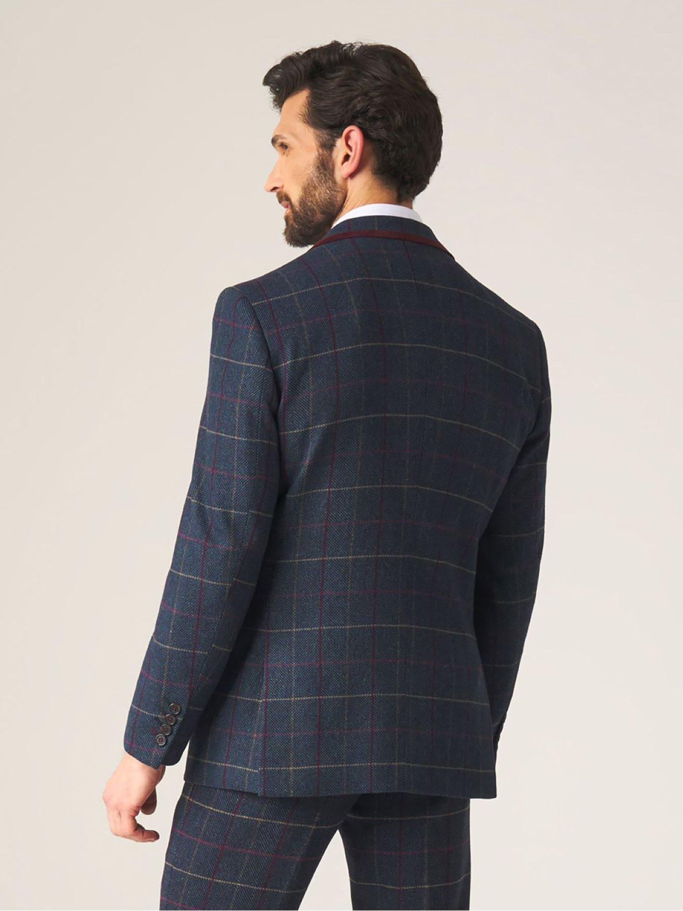 Image 2 of 4 of Skopes Doyle Check Tailored Suit Jacket - Dark Blue