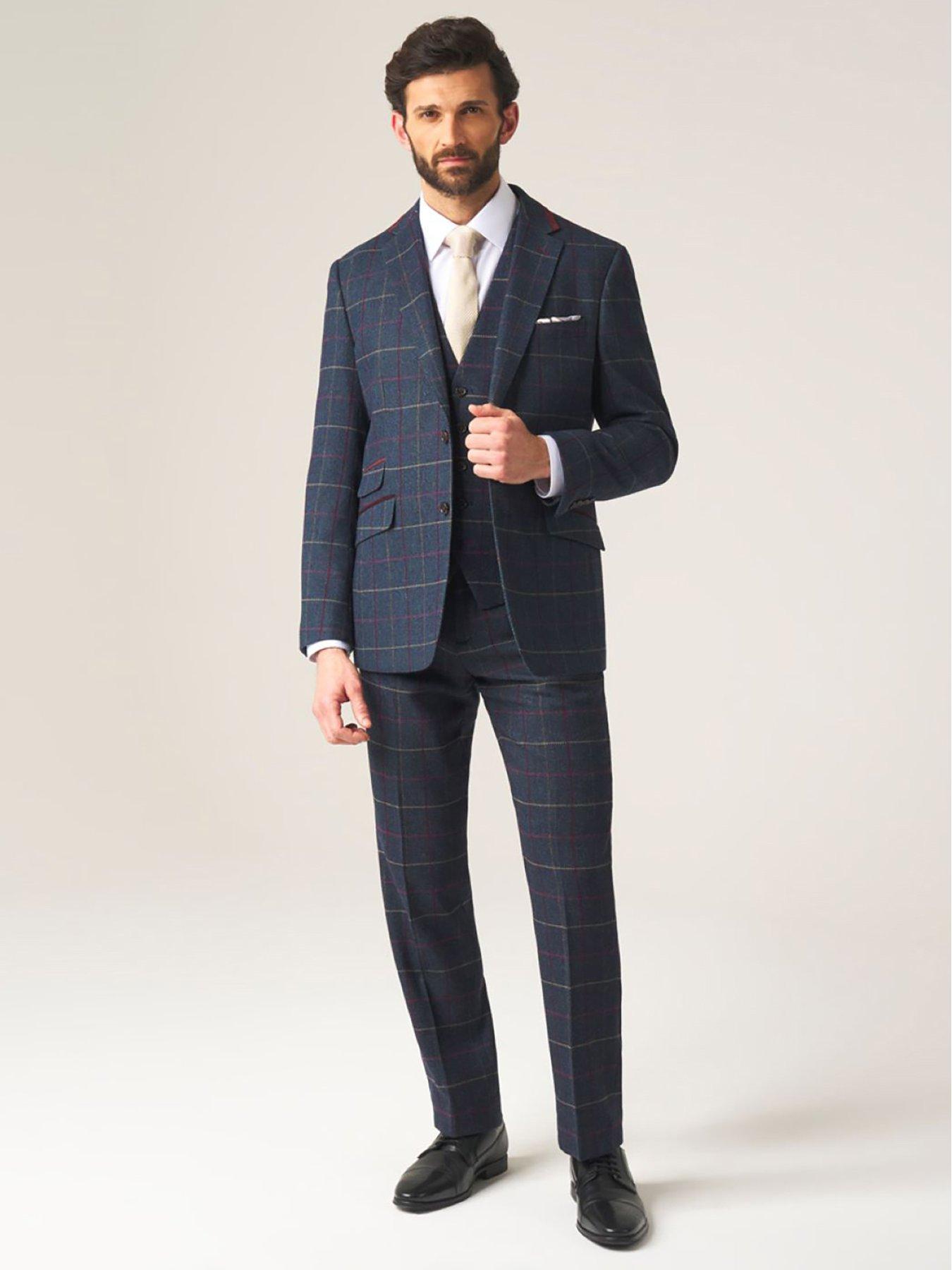 Image 3 of 4 of Skopes Doyle Check Tailored Suit Jacket - Dark Blue