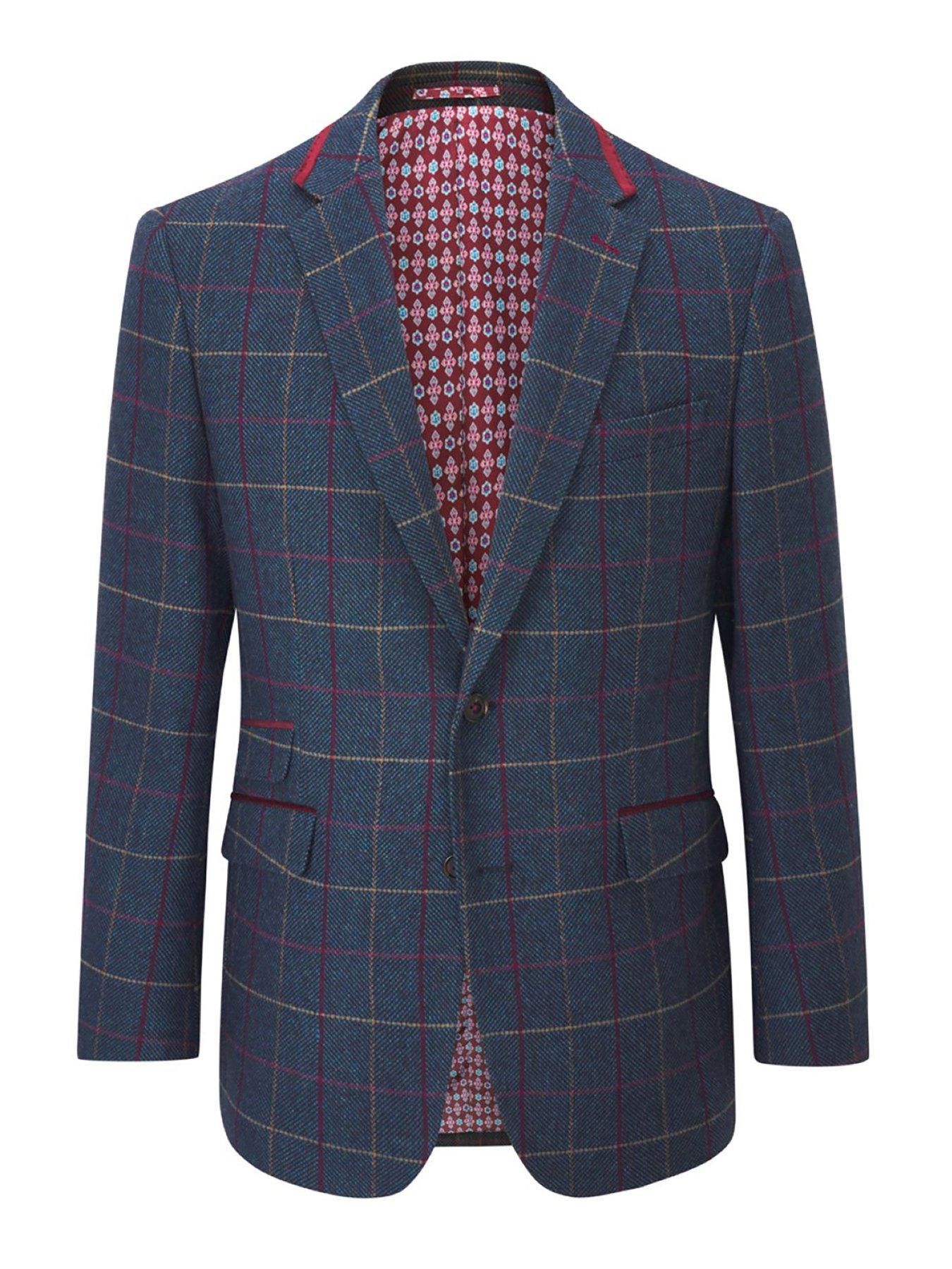 Skopes Doyle Check Tailored Suit Jacket - Dark Blue | Littlewoods