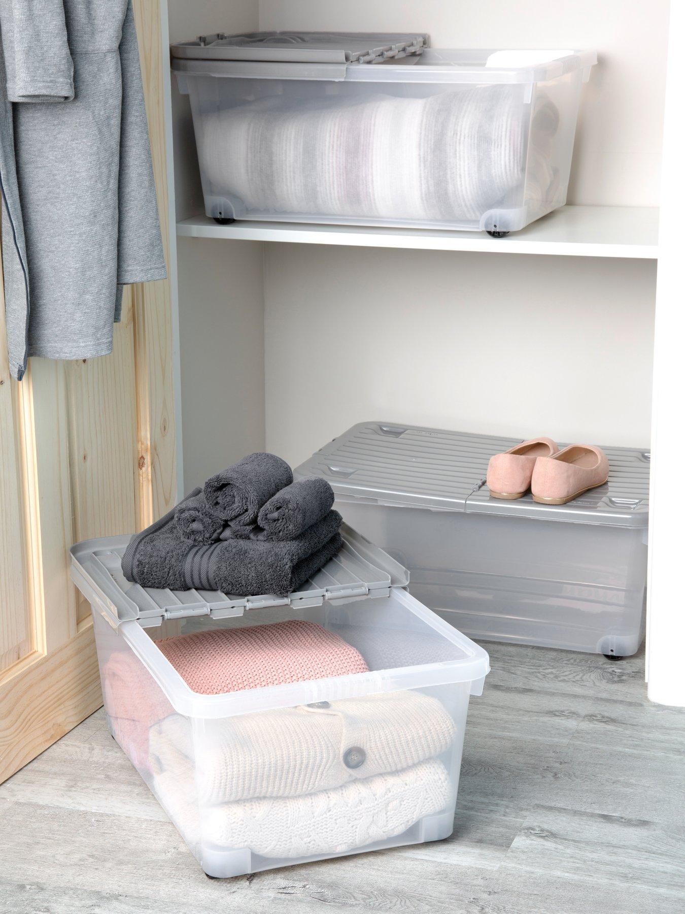 undefined Set Of 3 45l Wheeled Boxes With Folding Lid - 45 Litre