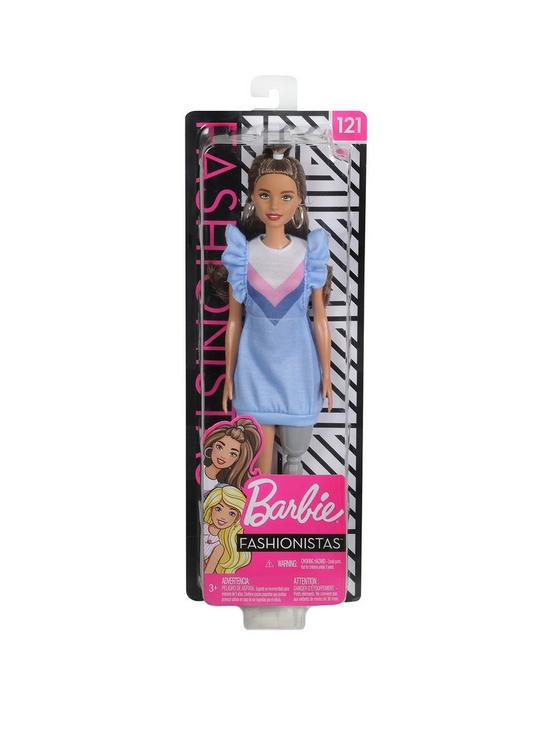 stillFront image of barbie-fashionistas-doll-ruffle-dress-prosthetic-leg