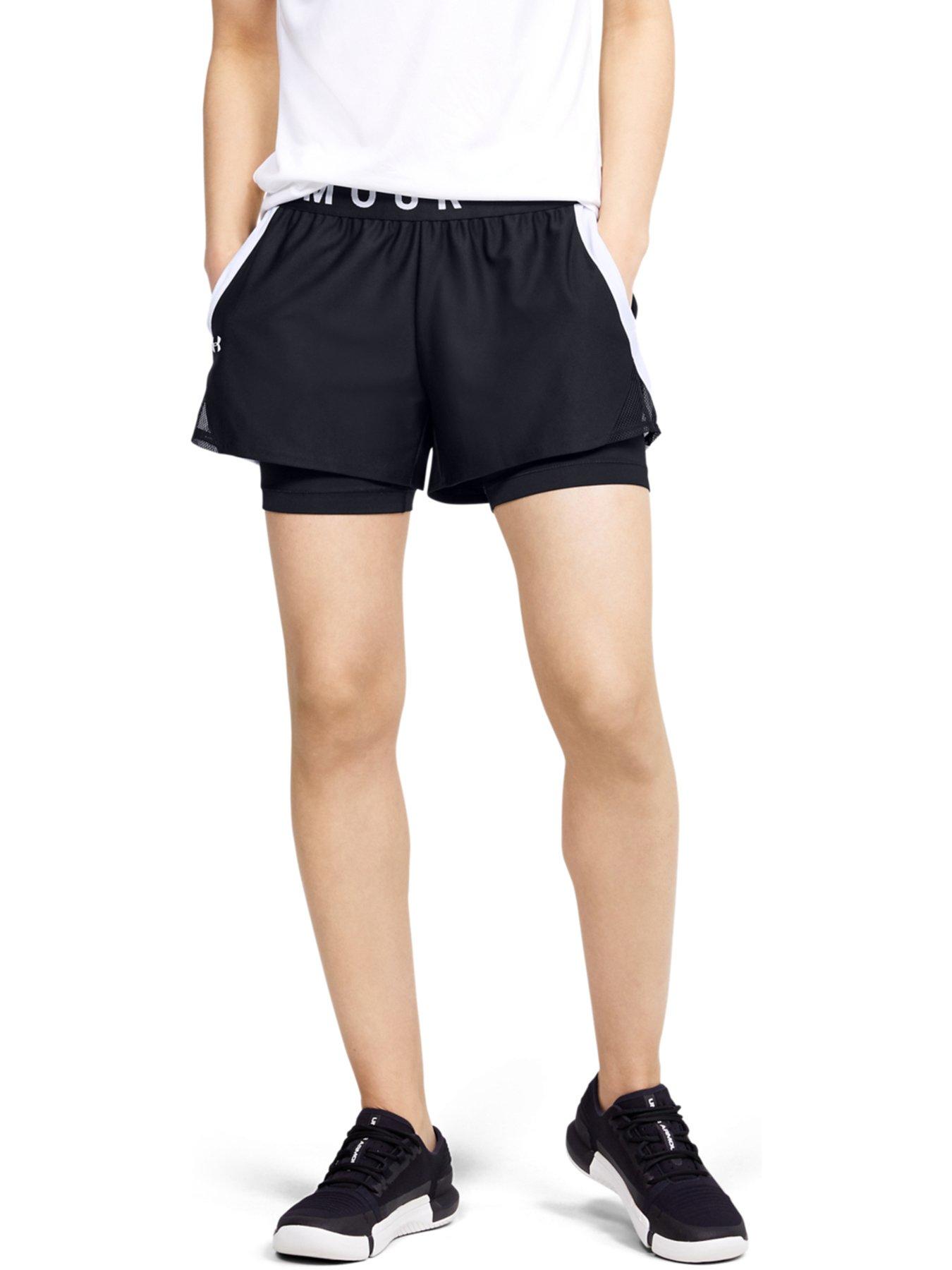 UNDER ARMOUR Girls Challenger Knit Shorts - Black/White