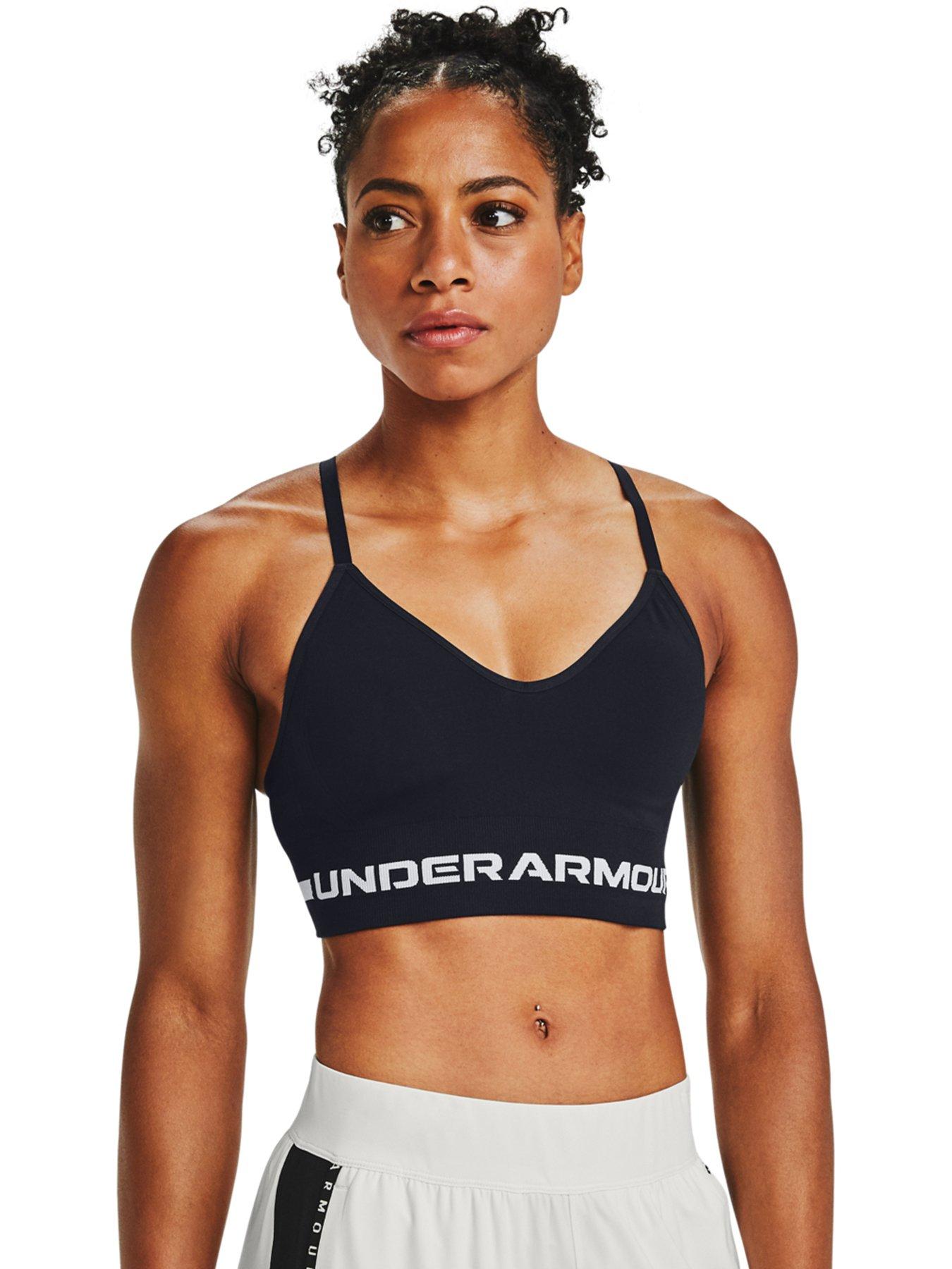 UNDER ARMOUR Junior Girls Crossback Mid Solid Sports Bra - White