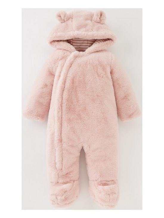 front image of mini-v-by-very-baby-girlsnbspfaux-fur-cuddle-suit-pink
