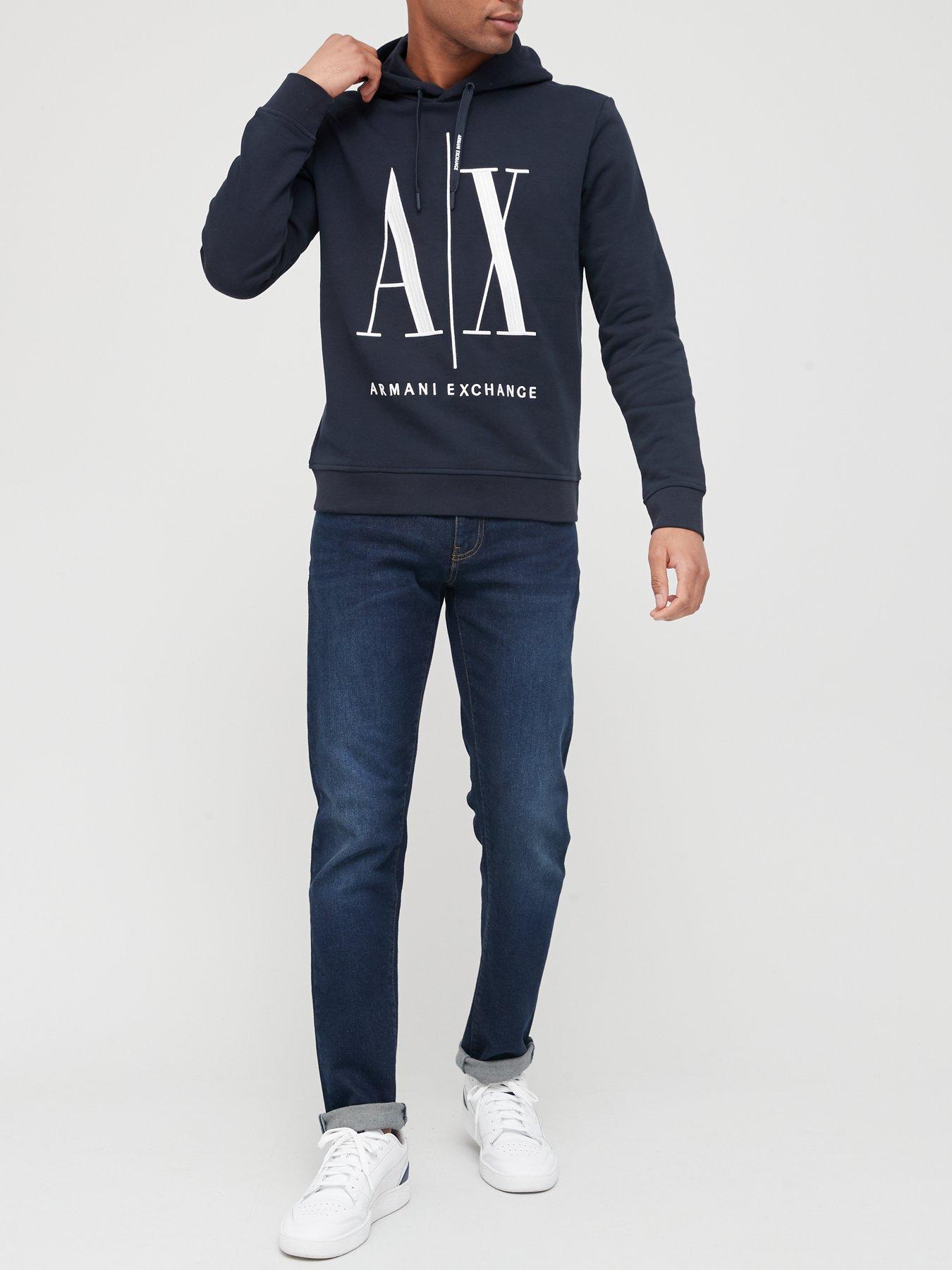 Armani exchange blue hoodie hotsell