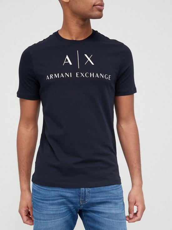 front image of armani-exchange-ax-logo-print-t-shirt-black