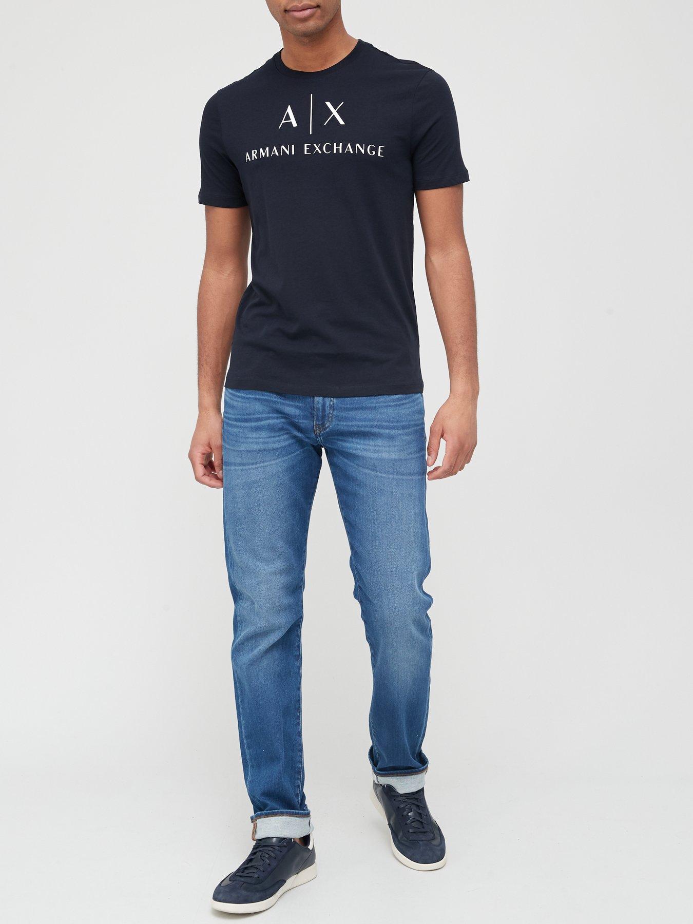 Image 3 of 4 of Armani Exchange AX Logo Print Slim Fit T-Shirt - Navy