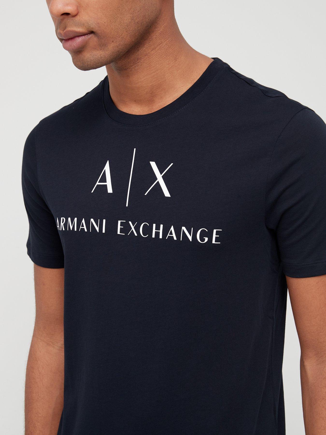 Image 4 of 4 of Armani Exchange AX Logo Print Slim Fit T-Shirt - Navy