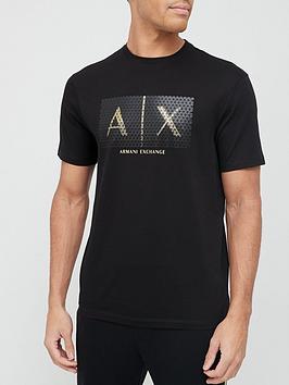 Armani Exchange Gold AX Logo T-Shirt - Black/Gold | littlewoods.com