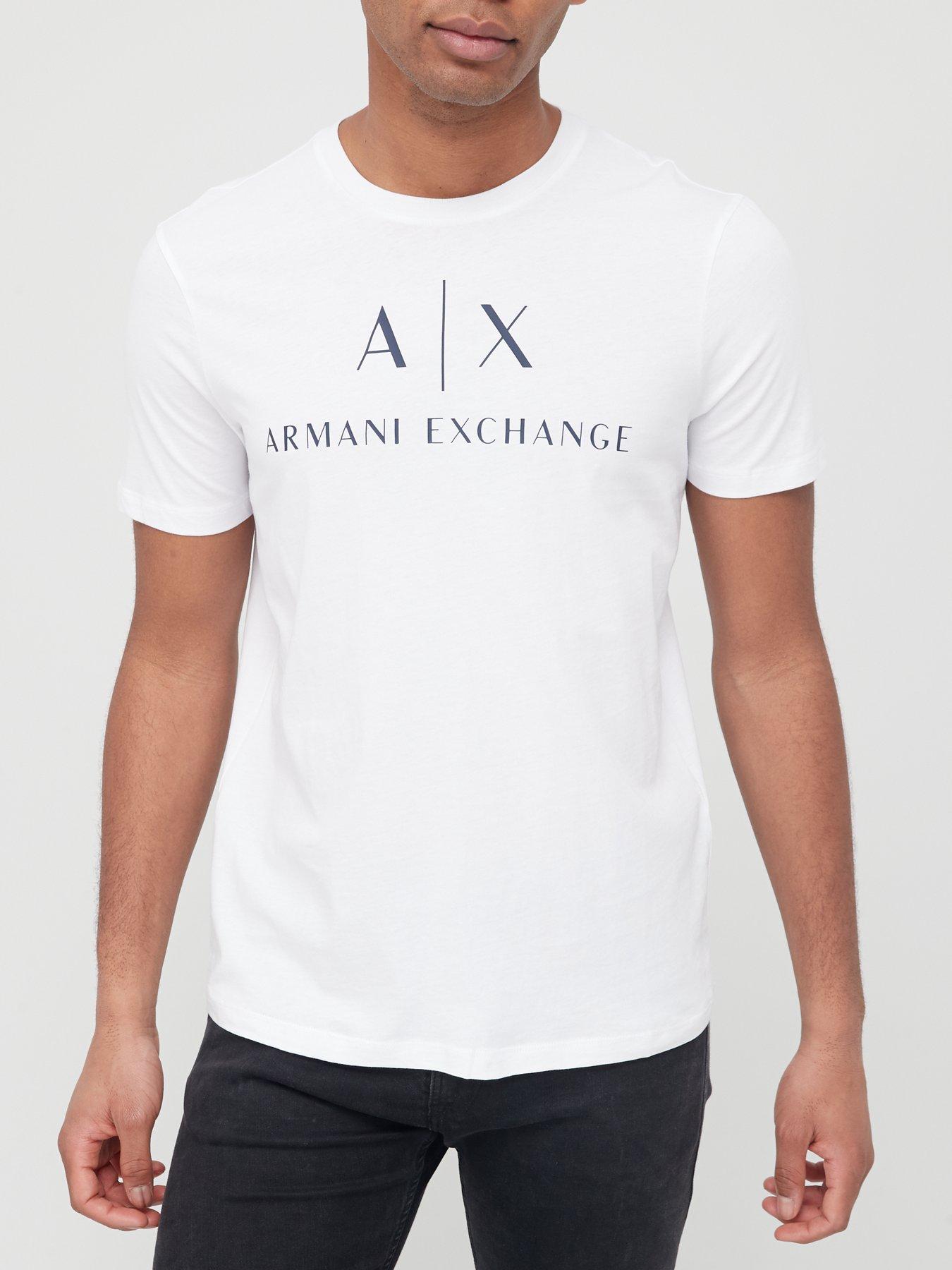 undefined AX Logo Print Slim Fit T-Shirt - White