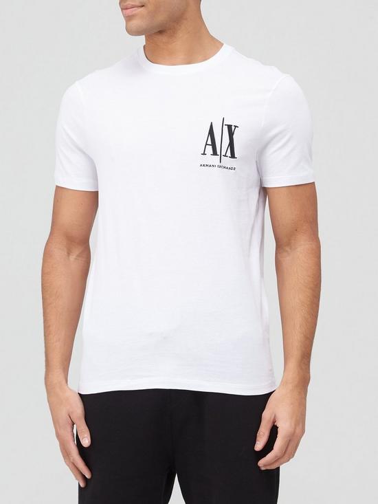 front image of armani-exchange-icon-small-logo-t-shirt-white