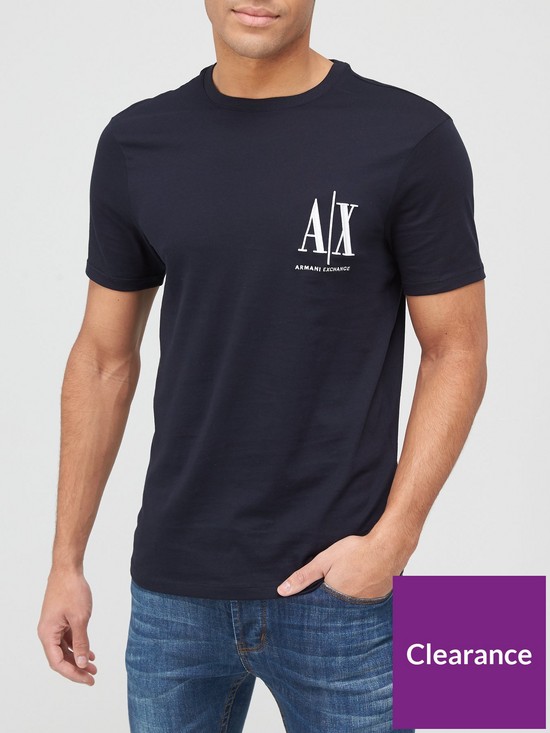 front image of armani-exchange-icon-small-logo-t-shirt-navy