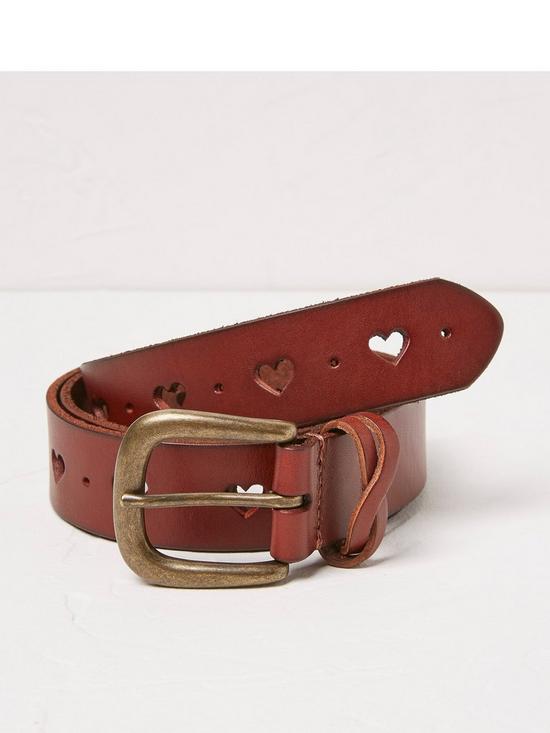 front image of fatface-heart-cut-out-leather-belt