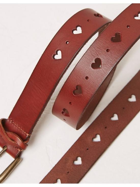 back image of fatface-heart-cut-out-leather-belt