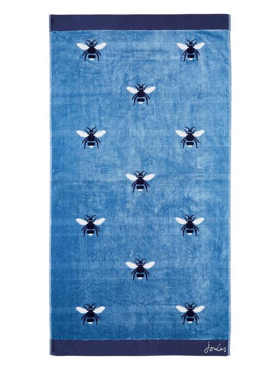 stillFront image of joules-botanical-bee-hand-towel-blue