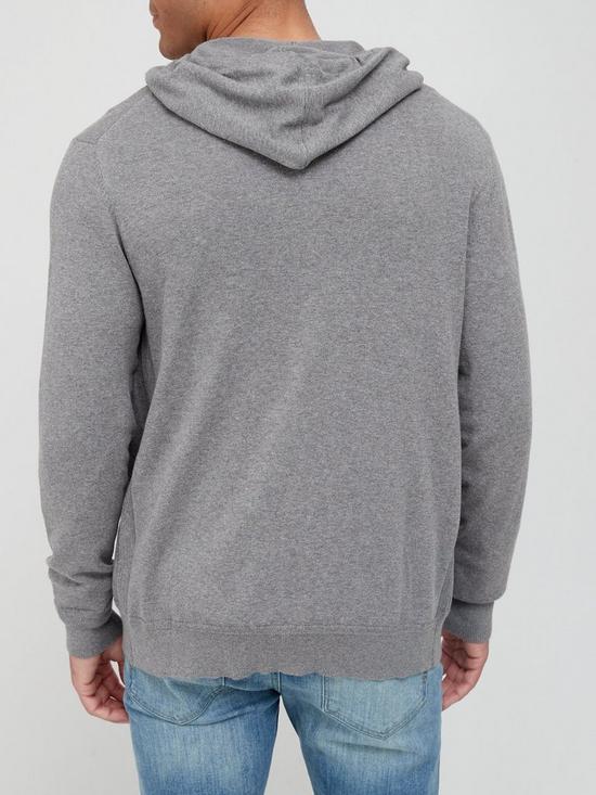 stillFront image of very-man-cotton-rich-zip-through-hoodie-grey-marl