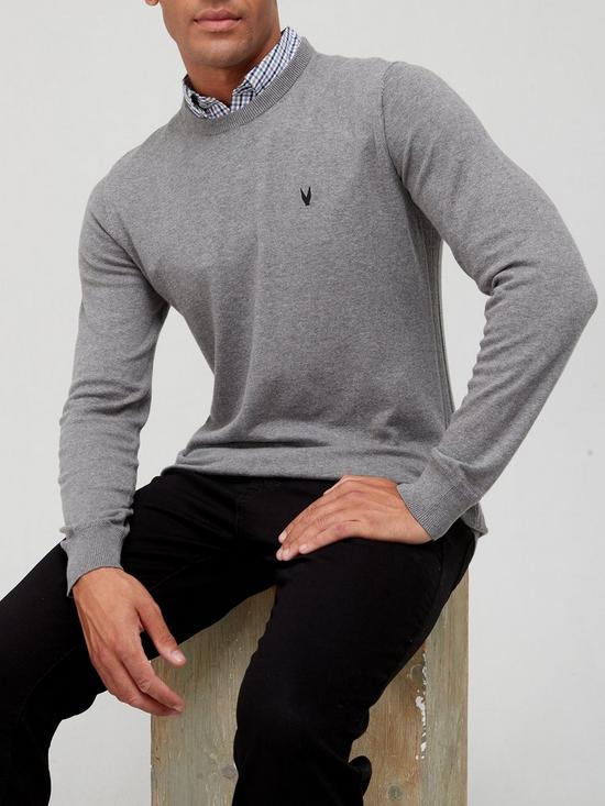 front image of very-man-cotton-rich-mock-shirt-knit-grey-marl