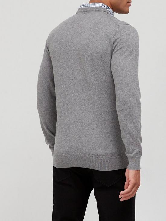 stillFront image of very-man-cotton-rich-mock-shirt-knit-grey-marl